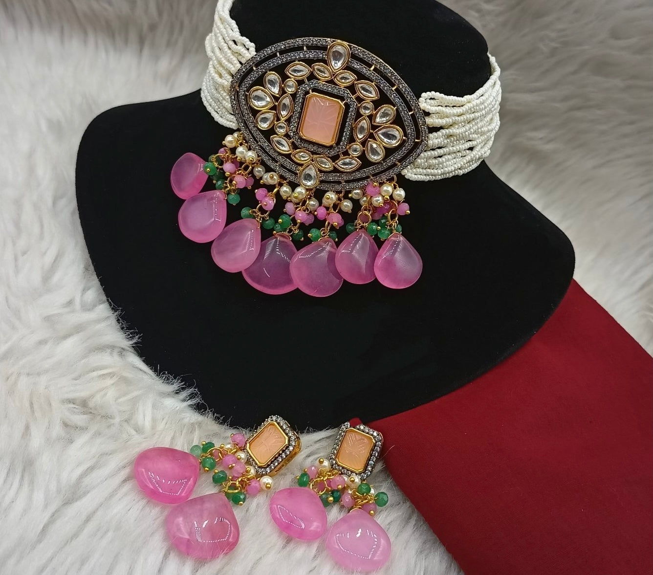 Pink Netra Polkhi Choker