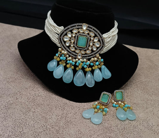 Sky Blue Netra Polkhi Choker