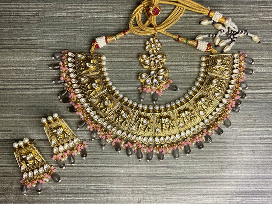 Grey Pink Karini Necklace Set