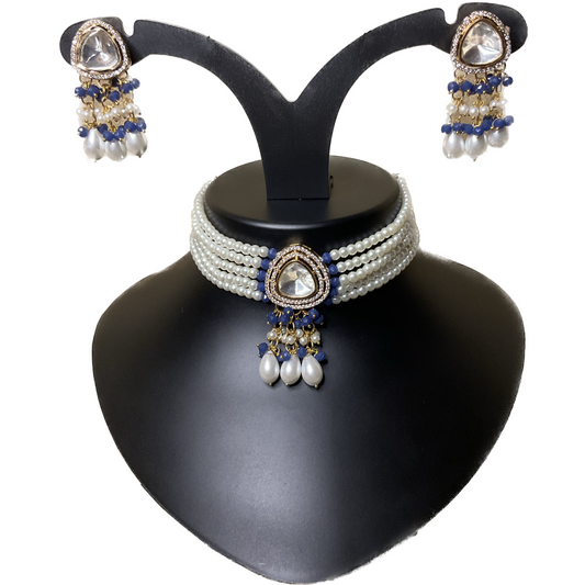 Indigo Polkhi Pearl Choker Set