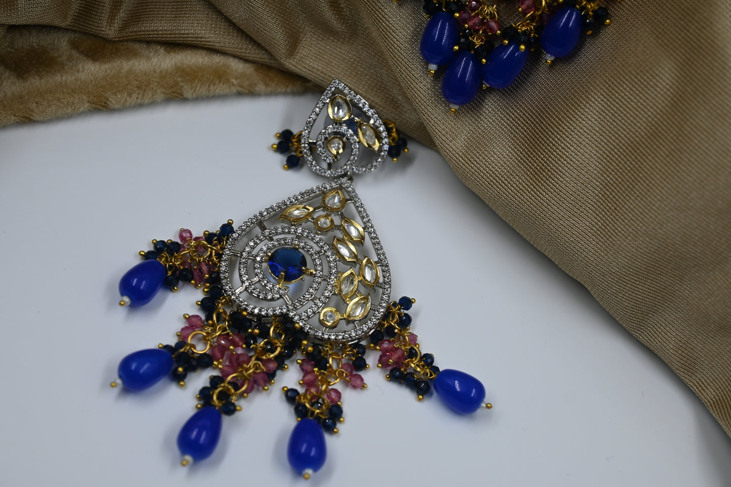 Blue Leah AD Kundan Earring