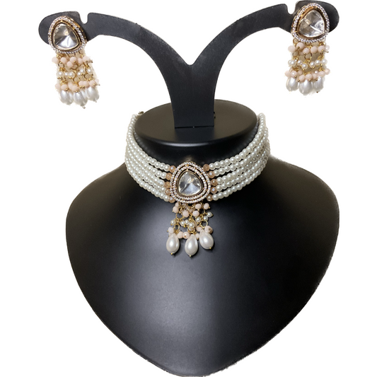 Champagne Polkhi Pearl Choker Set