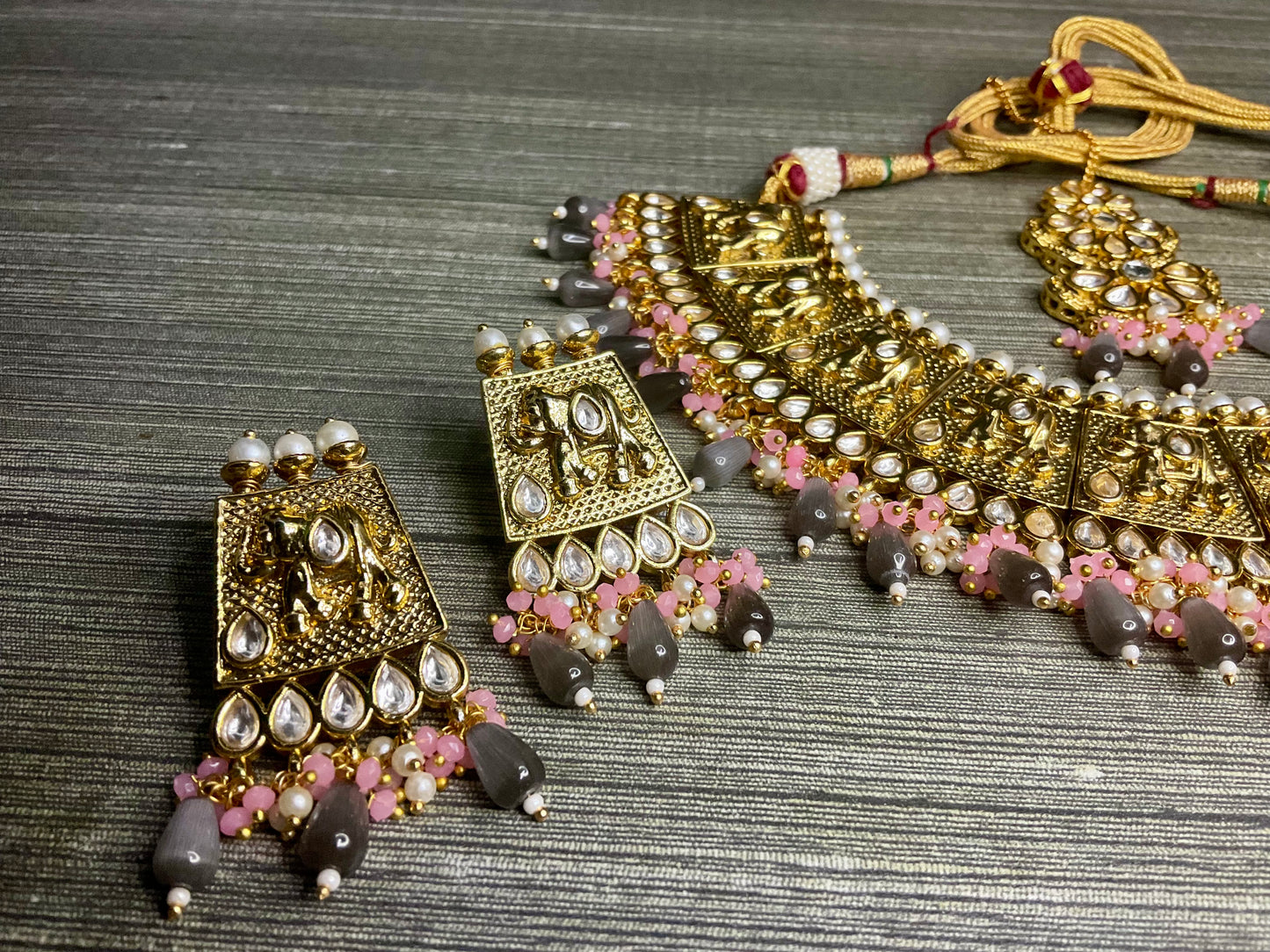 Grey Pink Karini Necklace Set