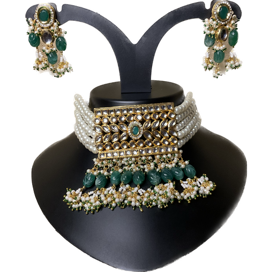 Green Rati Classic Pearl Choker Set