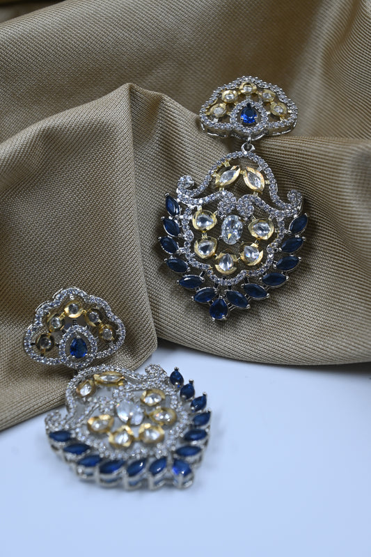 Blue Inez AD Kundan Earring