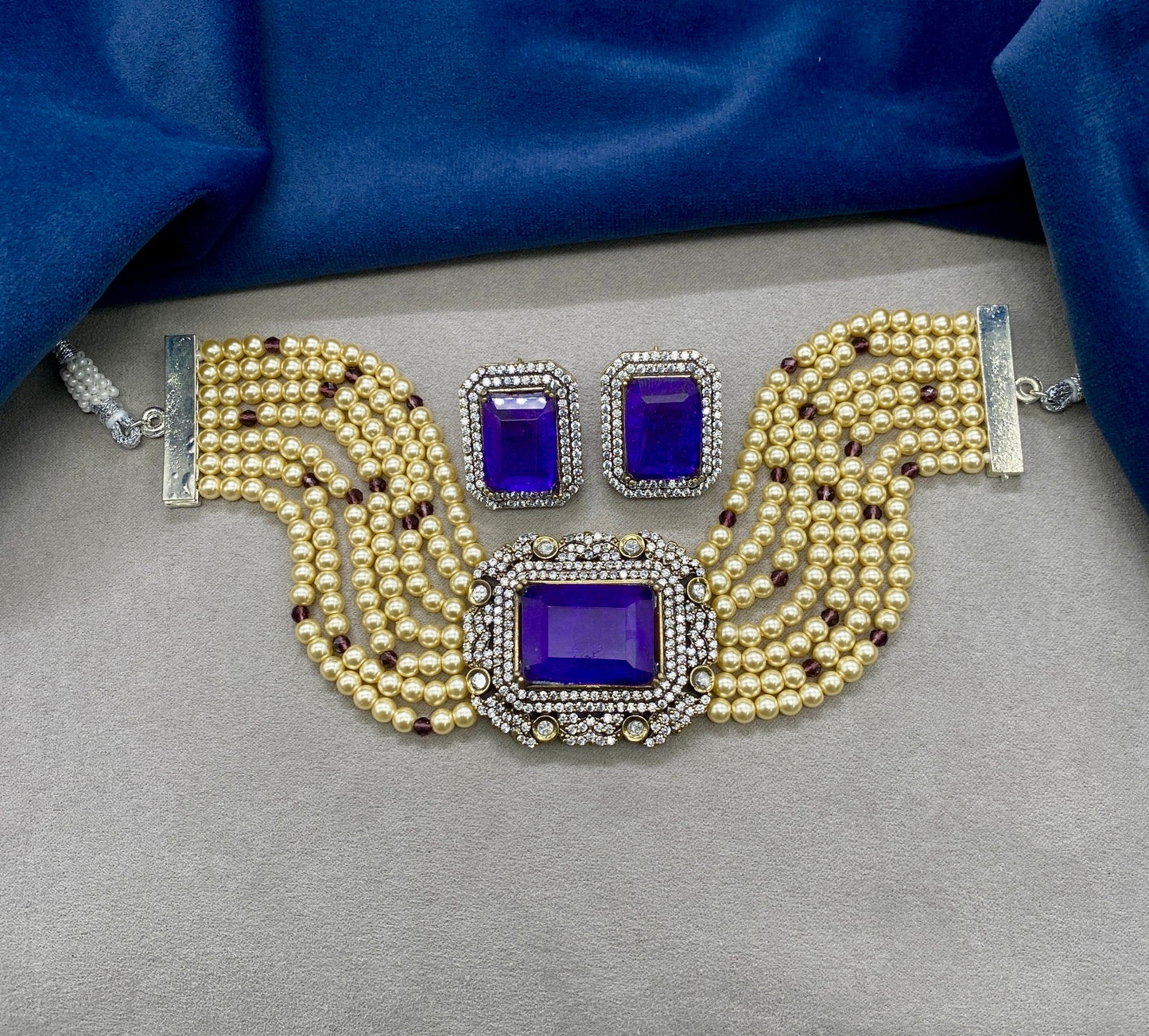 Purple Victorian Pearl Choker