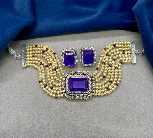 Purple Victorian Pearl Choker