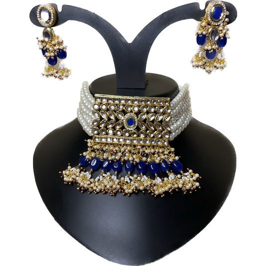 Navy Rati Classic Pearl Choker Set