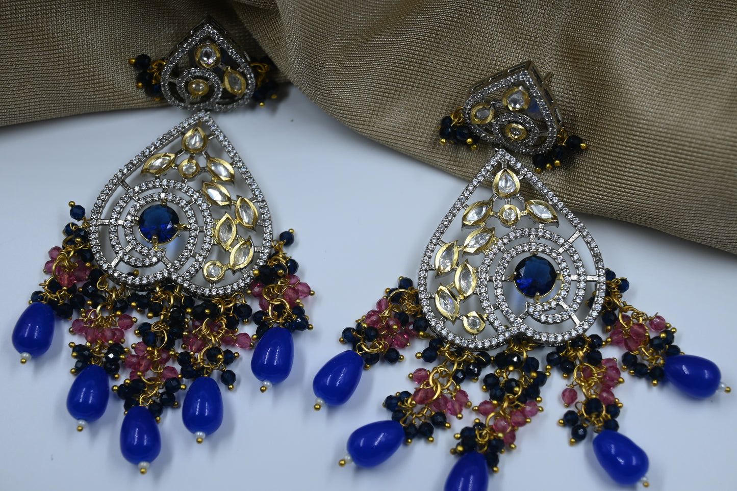 Blue Leah AD Kundan Earring