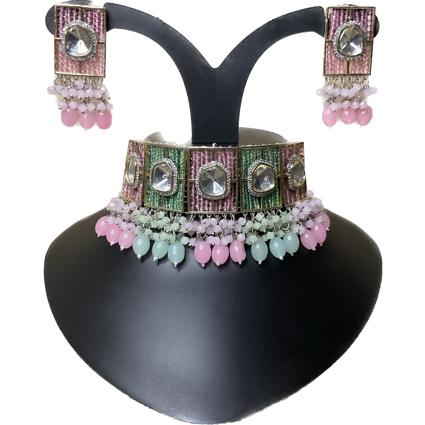 Pink/Mint Shashi Polkhi Choker