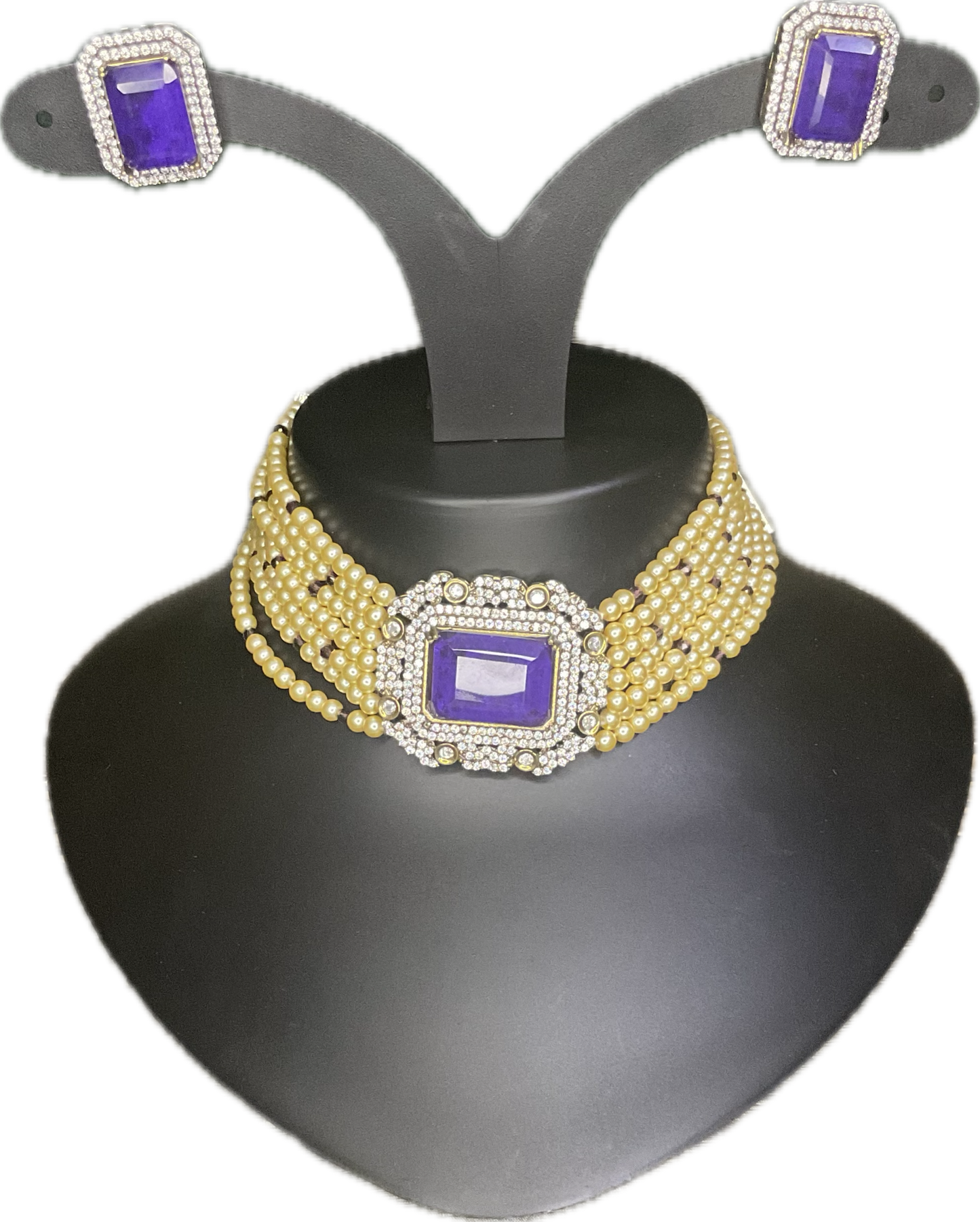 Purple Victorian Pearl Choker