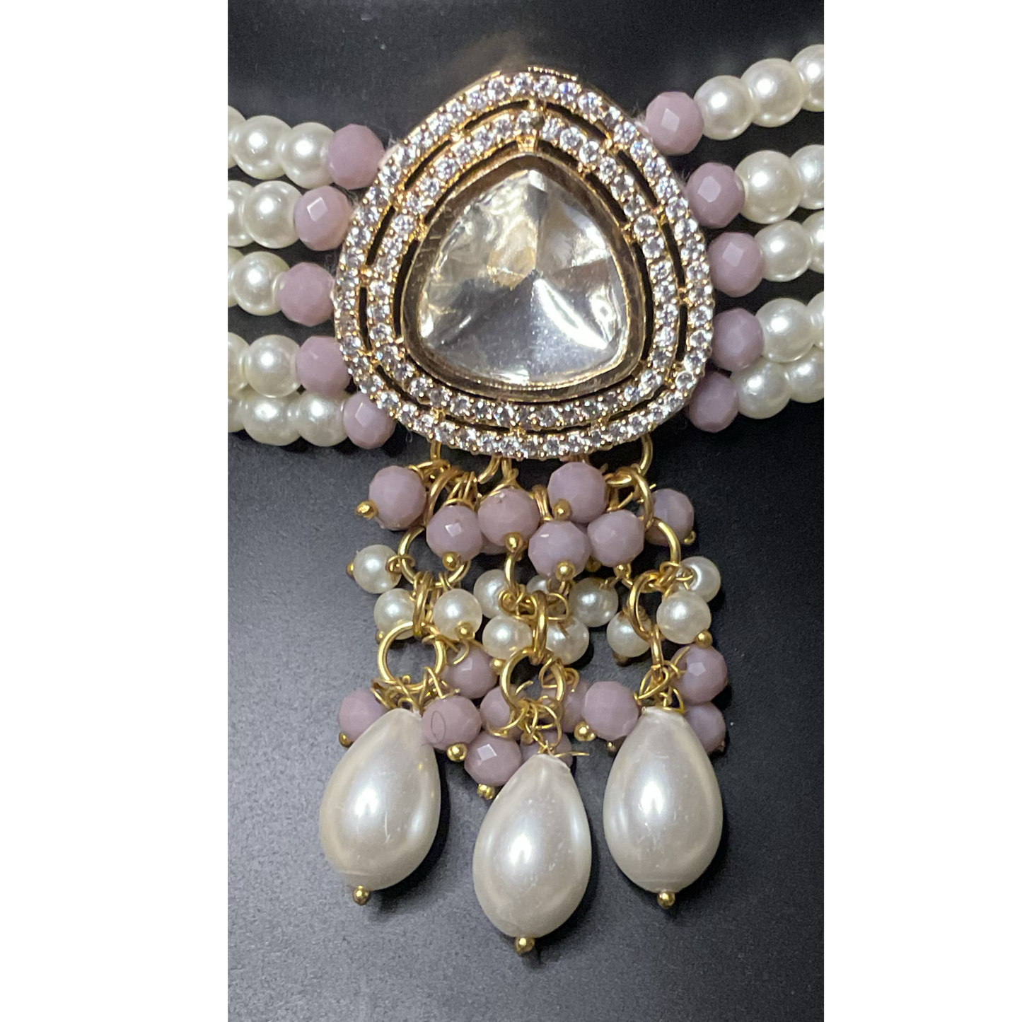 Lilac Polkhi Pearl Choker Set