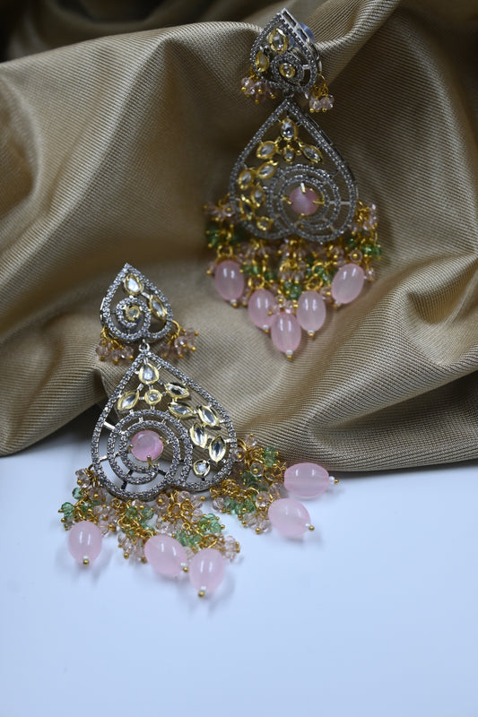 Pink Leah AD Kundan Earring