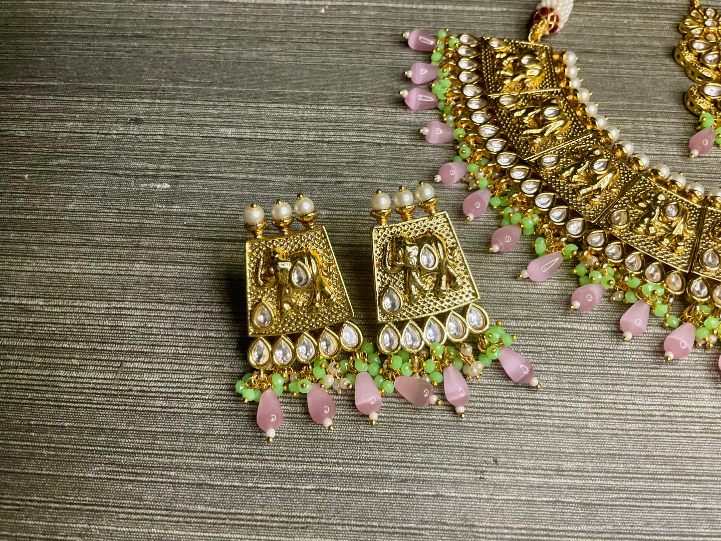 Pink Lime green Karini Necklace Set