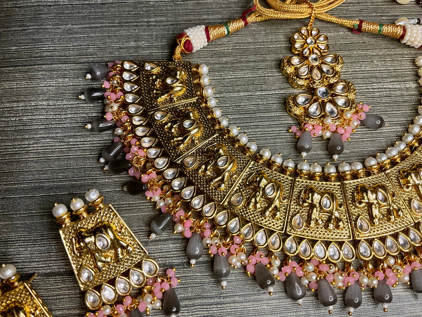 Grey Pink Karini Necklace Set