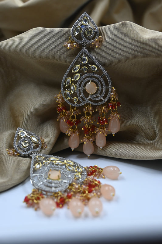 Peach Leah AD Kundan Earring