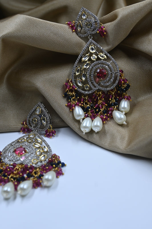 Magenta Leah AD Kundan Earring