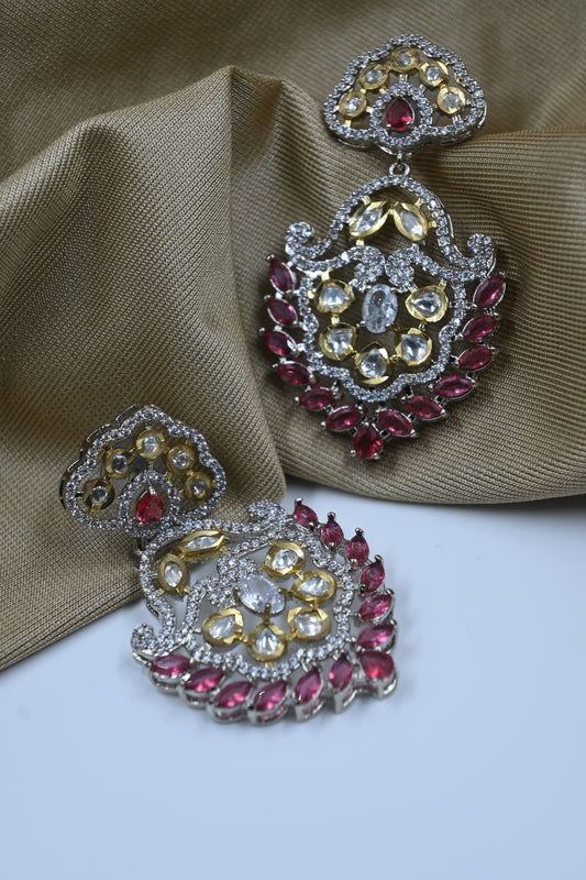 Red Inez AD Kundan Earring