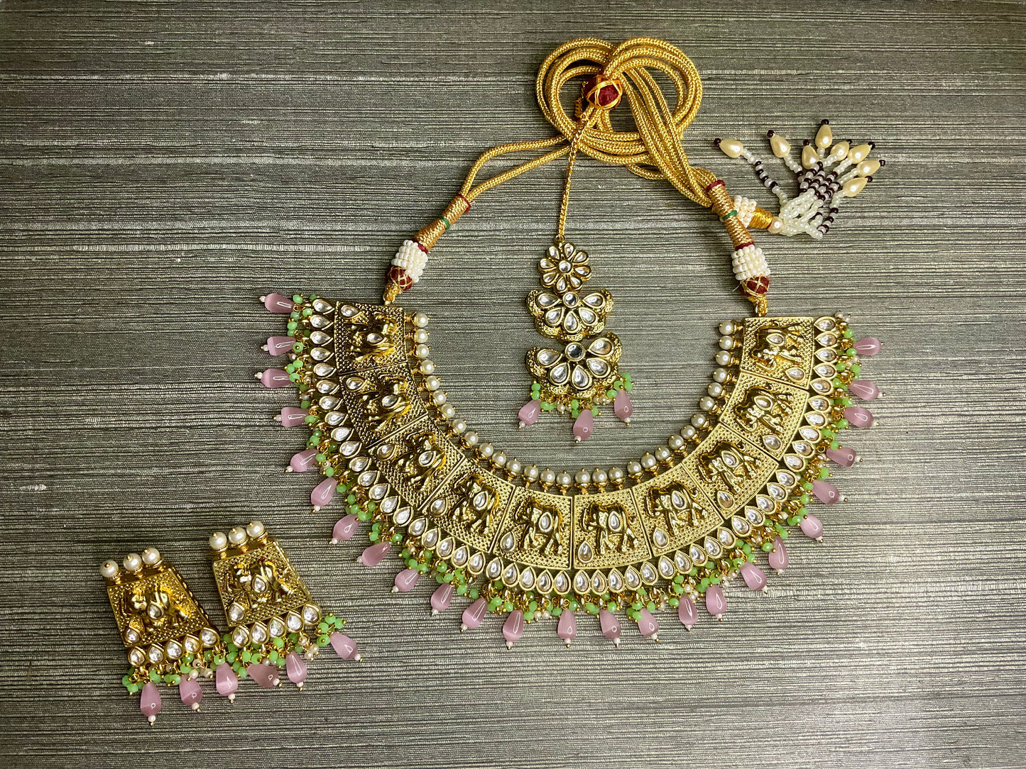 Pink Lime green Karini Necklace Set