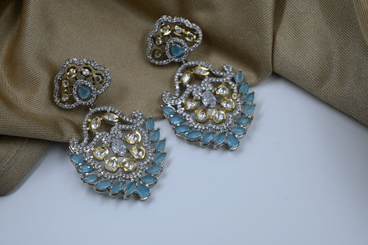 Sky Blue Inez AD Kundan Earring