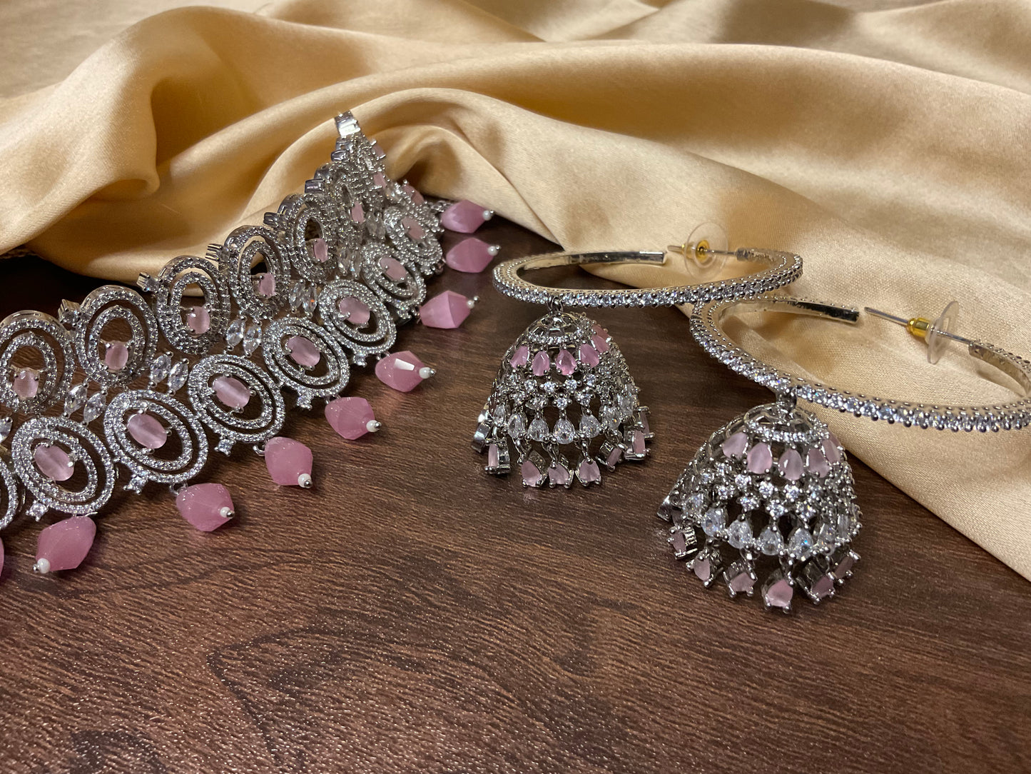 Pink Kumud Choker Set