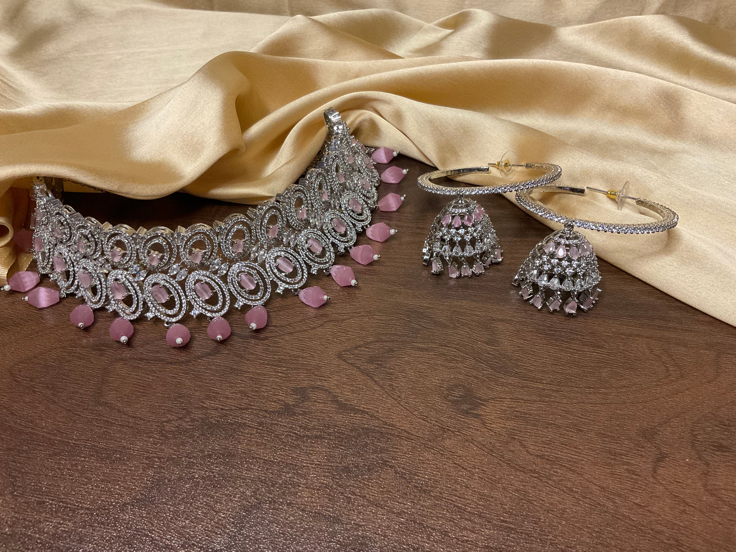 Pink Kumud Choker Set