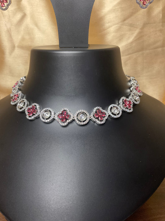 Red Yuthika Necklace Set