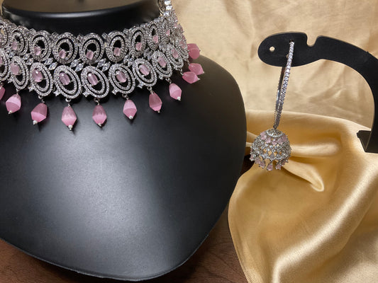 Pink Kumud Choker Set