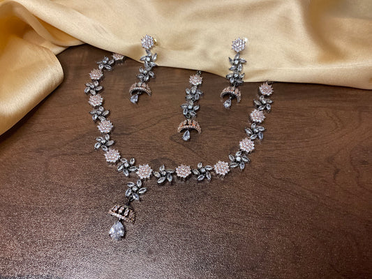 Rosegold/silver Kusum Necklace Set